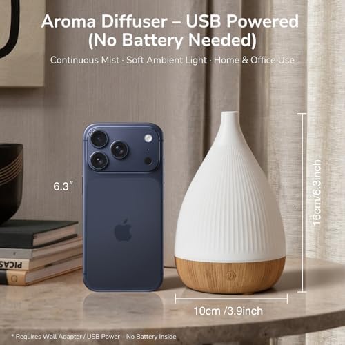 SOULORIGIN Ultrasonic Essential Oil Diffuser, Home Fragrance Aroma Diffuser with Auto Shut-Off, 8-Color Night Light & Ultra-Quiet Operation, BPA-Free Portable Aromatherapy Humidifier for Home (Light) - Image 5