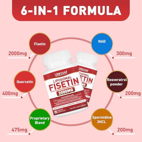 Fisetin Supplement 2000mg for Healthy Aging and Longevity, Skin Health, Brain - Soy Free, Vegetarian - 60 Softgels - Image 3