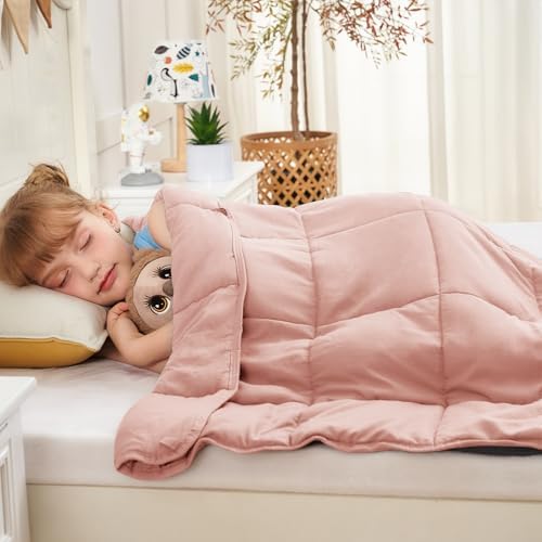 yescool Pink Weighted Blanket 10 Pounds Twin Cooling Weighted Lap Blanket, Heavy Blanket for Sleeping, Weighted Throw Blanket Gifts for 80-110lbs, 40" x60 - Image 3