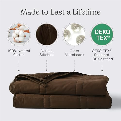 Baloo Weighted Blanket for Adults 12 lb Throw (Cocoa, 42"x72") - Image 3