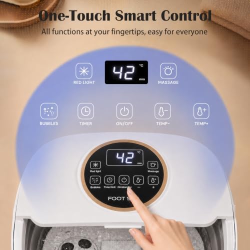 Collapsible Foot Spa Bath Massager with Heat, Automatic Motorized Massage Rollers, Fast PTC Heating, Bubble Jets, LCD Touch Control, 10–60 Min Timer, Epsom Salt Ready, Fits Men’s Size 16 - Image 4