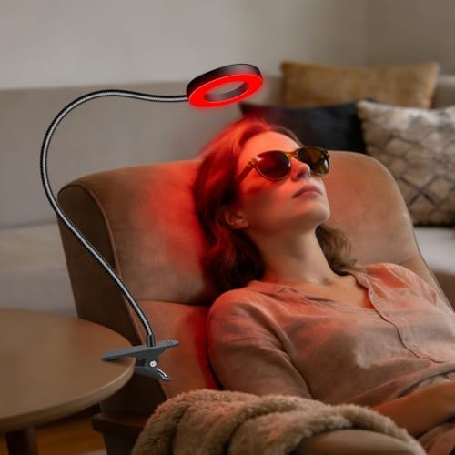 Aumtrly Red Light Therapy Lamp for Face and Body, with Clip, Black, 40 LED by Aumtrly