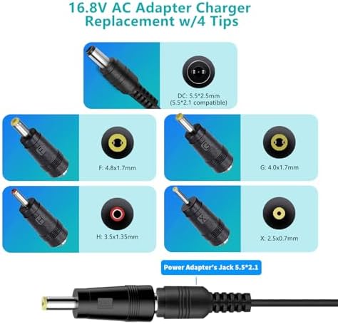 16.8V AC/DC Massage Gun Charger Adapter Compatible with LifePro Sonic, Sonic Mini,Fusion X, Sonic Pro, Youdgee H1 Mini, Mebak 3, Cryotex, DamKee DK-01 02, Wattne W2 W1, jetbus, Sportneer Massage Gun - Image 3