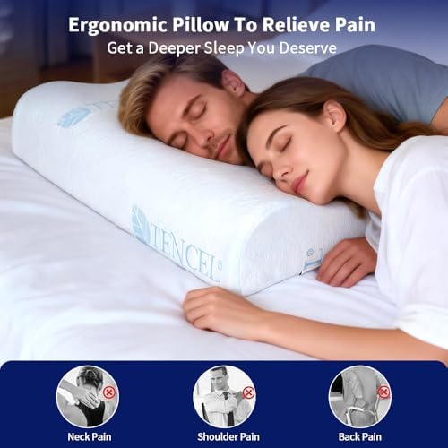 Cervical Memory Foam Pillow for Neck Pain Relief, White, 24 x 16 Inch - Image 3