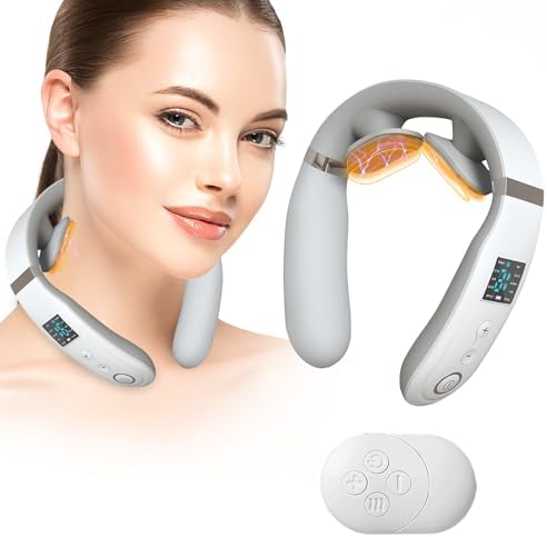 Neck Massager with Heat, Neck Massager for Pain Relief Deep Tissue, Multiple Mode Adjustment, Portable and Suitable for Travel and Home-White by Unknown