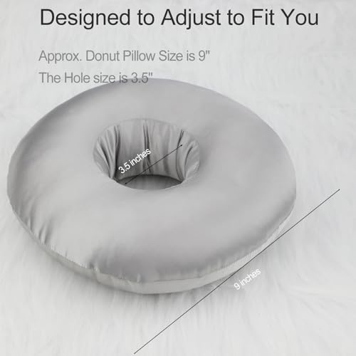 Silky Satin Piercing Pillow Ear Pillows Donut with Hole for Ear Pain CNH Piercing Pain Relief Sleeping Pressure Sore Side Sleepers Smooth Cooling Ear Guard Protector, Silver Gray - Image 4