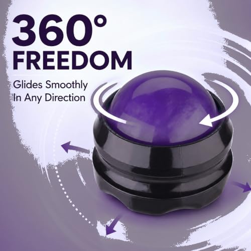 Manual Massage Ball Roller for Forearm & Muscle Pain Relief - Purple Handheld Self Massage Tool for Essential Oils & Lotion - Image 2