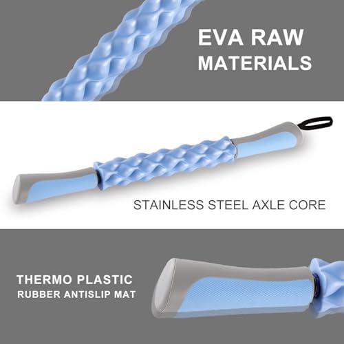 Muscle Roller,EVA Material, Massage Roller Stick for Athletes and Office Workers, Relieves Muscle Tension and Pain(EVA Blue) - Image 2