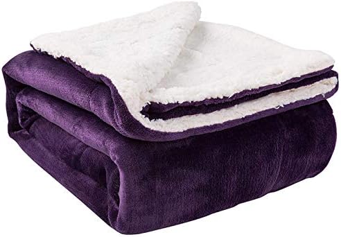 NANPIPER Sherpa Blanket, Super Soft Fuzzy Flannel Fleece/Wool Like Reversible Velvet Plush Couch Blanket, Lightweight Warm Blankets for Winter (Throw Size 50"x60", Purple) by NANPIPER