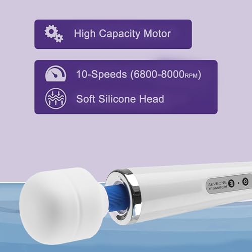 AEVEONE Wired Powerful Handheld Wand Massager, Strong Personal Vibration Massage for Sports Recovery, Back Muscle Aches, Whole Body Pain (White) - Image 3