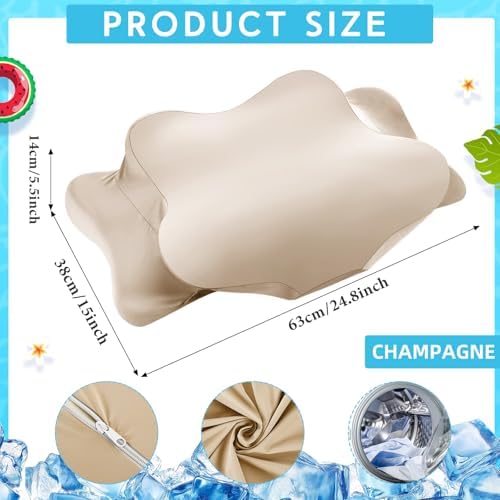 Hahafelt Cooling Cervical Neck Pillowcase,Champagne,Queen Size - Image 2