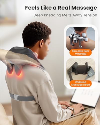 CILI Cordless Neck Massager with Heat, 4D Shiatsu Shoulder Back Deep Tissue, Neck Back Massager Pillow, Wider Massage Head & More Heating Area - Image 2