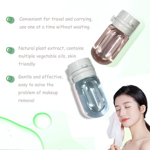 Cleansing Oil Mini Travel-Friendly, Natural Makeup Remover Portable 20pcs Gentle Moisturizing Cleansing Oil for All Skin Types, Travel with (Camellia) - Image 3