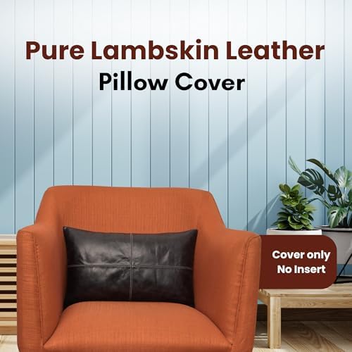 LL LEATHER LOVERS 100% Lambskin Leather Pillow Cover - Sofa Cushion Case - Decorative Throw Covers for Living Room & Bedroom, Ink Blue Plain Pack of 1-22X30 Inch - Image 2