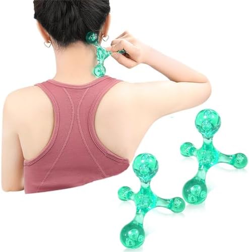 Trigger Point Massage Tools, 2 PCS 4 Point Manual Deep Muscle Tissue Trigger Massager, Handheld Palm Pressure Point Massage Tool, for Neck Shoulder Back Muscle Pain Relief (Green) by Jocaluyia