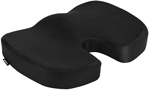 Amazon Basics Comfortable Seat Cushion & Lumbar Support for Office Chairs, Memory Foam with Cooling Gel, Non-Slip, Black - Image 5