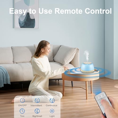 Marchred 300ml Essential Oil Diffuser with Remote Control, 7-Color LED Lights, 4 Timer Modes, Quiet Ultrasonic Aromatherapy for Home, Office, Room, Small & Stylish Design - Image 3