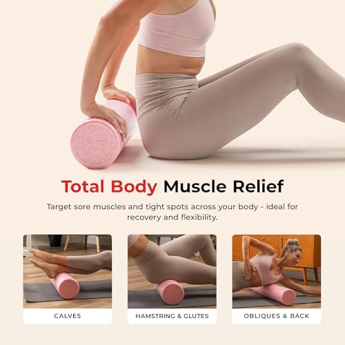 Sunny Health & Fitness 24" Pink High-Density Yoga Foam Roller - Image 3