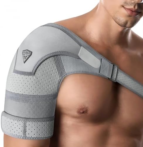 FIGHTECH Rotator Cuff Shoulder Brace for Men and Women - 2 Sizes - Shoulder Support - Pain Relief - Gray - Large - Fits Most Men - Bicep 12-17" by FIGHTECH