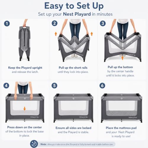 Dream On Me Nest Portable Playard, Lightweight, Foldable, Carry Bag, Grey - Image 3