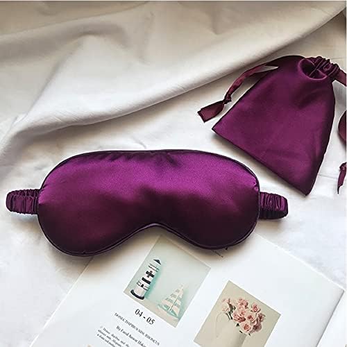 Purple Sleep Eye Mask, Blackout Silk Satin Travel Blindfold Set Women - Image 2