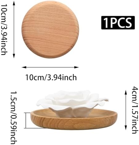 Flower Rose Ceramic Essential Oil Mini Diffuser, Wooden Pallet - Image 2