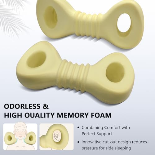 Cervical Neck Roll Pillow, Say Goodbye to Neck Pain, Travel Neck Support Pillow for Side Sleepers, Ergonomic Memory Foam Camping Pillow, Cervical Traction Device with Storage Bag - Image 4