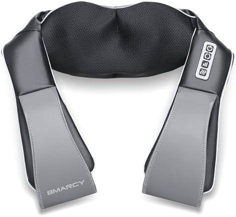 Marcy Rechargeable Neck/Shoulder/Back Massager Portable Cordless Bidirectional Rotation Shiatsu Deep Kneading with 8 Massage Nodes for Self-Care, Relaxation, Stress and Pain Relief by Marcy