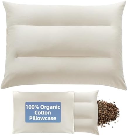Buckwheat Pillow with Baffle Box- Adjustable Height Reduce Neck Pain by Lofe
