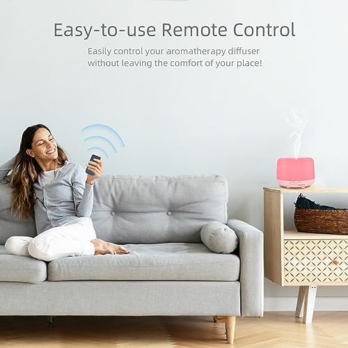 Marchred 300ML Aromatherapy Essential Oil Diffuser with Remote Control, 7 LED Color Changing Light, for Bedroom Home Large Room - Image 4