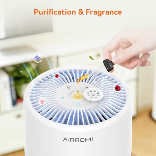 AIRROMI Pets Air Purifier for Home Allergies,Up to 660 ft². HEPA Deodorizing Activated Carbon Filter,With Fragrance Sponge for Better Sleep,Night Light,Pet Dander,Smoke,Odors,Air Cleaner A2002 White - Image 4