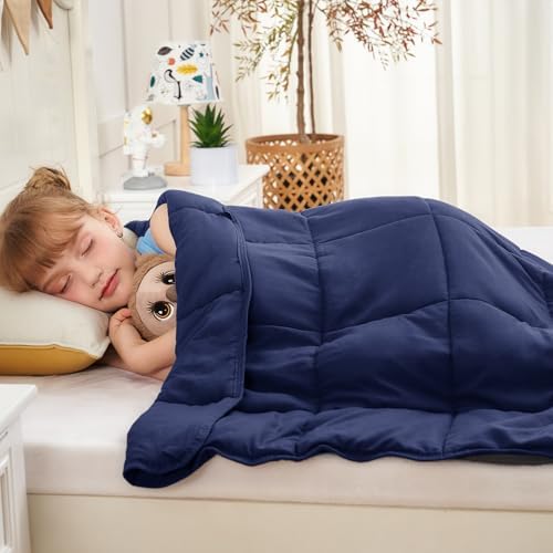 yescool Navy Weighted Blanket 10 Pounds Twin Cooling Weighted Lap Blanket, Heavy Blanket, Weighted Throw Blanket Gifts for 80-110lbs, 40" x60 - Image 3