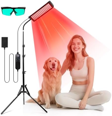 Red Light Therapy for Face and Body, GMOWNW Infrared Light Therapy Lamp with Stand, 660nm Red Light and 850nm Near Infrared Light Therapy Device for Face Knee Body, Skin Care at Home by GMOWNW