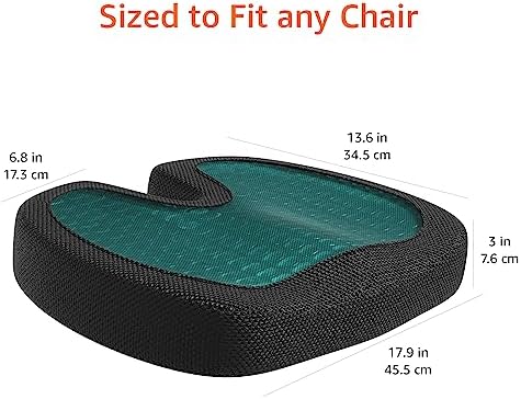 Amazon Basics Comfortable Seat Cushion for Office Chairs, Gel Enhanced Memory Foam, Non-Slip, Cooling Support for Long Sitting, Black - Image 6