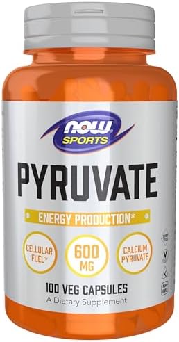 NOW Foods Sports Nutrition, Pyruvate (Pyruvic Acid) 600 mg, Energy Production*, 100 Veg Capsules by NOW