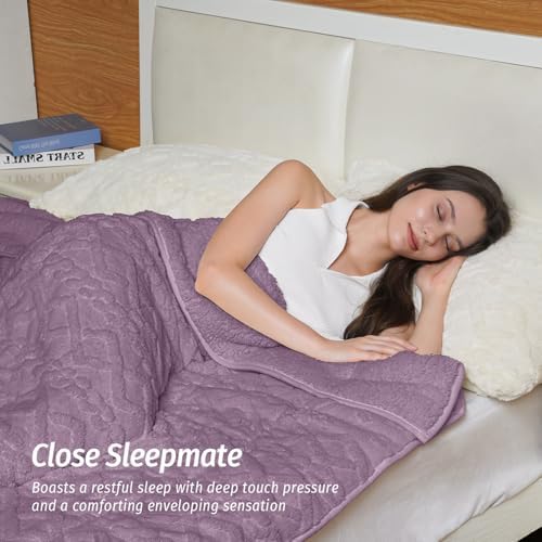 Wemore Sherpa Weighted Blankets for Sleeping Queen 60" x 80" 15 lbs Purple - Image 3