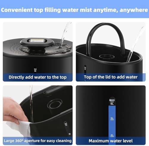 Coolfiqu 6L Warm & Cool Mist Humidifiers for Bedroom,Large Room,Plants - Image 6