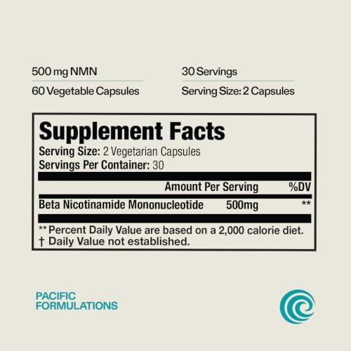 NMN 500mg, NAD+ Support, 60 Veg Capsules - Image 3