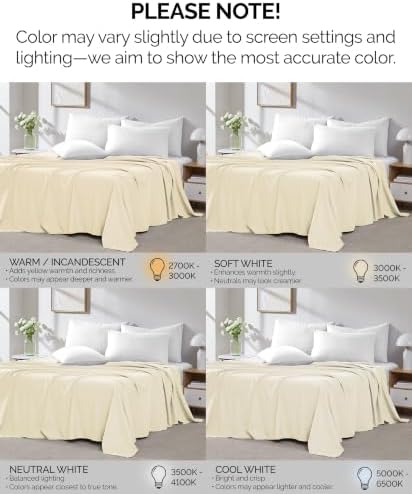 2-Pack Full Size Flat Sheets Only 80x94 Microfiber Flat Bed Sheets Cream - Image 5