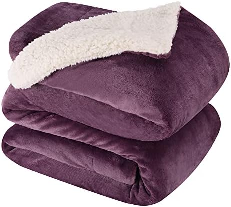 NANPIPER King Size Sherpa Blanket, Soft Fleece Throw for Bed, Reversible Thick Fuzzy Blanket for Winter (Cassis Purple, 90x108 inches) by NANPIPER