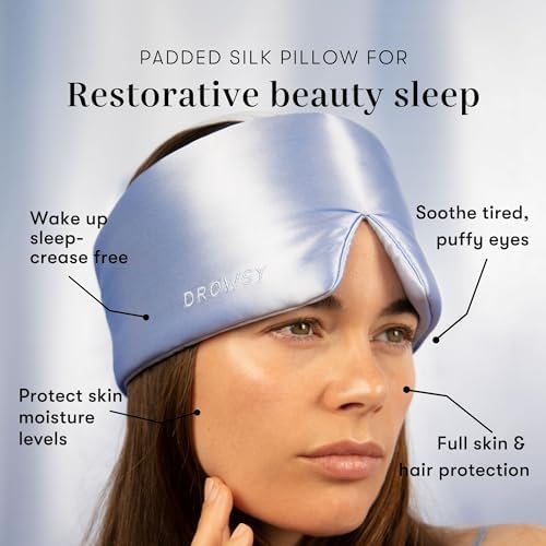 DROWSY Silk Sleep Mask - Face-Hugging, Padded Cocoon for Luxury Sleep in Total Darkness - 100% Pure Mulberry Silk (Blue Belle) - Image 3