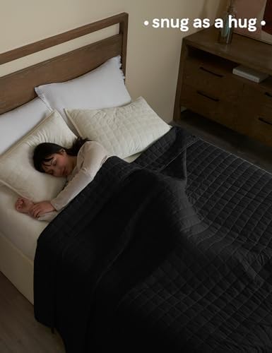 YnM Cotton King Size Weighted Blanket for Adults (88x104 Inches, 30 Pounds, Black), Smallest Compartments with Cooling Glass Beads,Heavy Blanket for Two Persons of 140~240lbs on Queen or King Bed - Image 3