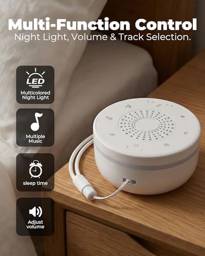 White Noise Sound Machine for Sleep, Portable White Noise Sound Machine with 30 Soothing Sounds, 3 Timers, Night Light, Memory Function for Baby Registry, Adults, Kids, Travel, Home, Office - Image 3
