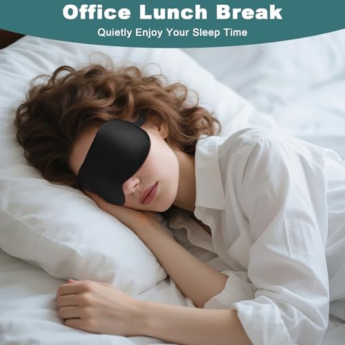 Sleep Mask for Side Sleeper Women Men, Eye Mask for Sleeping Light Blocking, 3D Contoured Cup Sleeping Mask, Soft Breathable Sleep Eye Mask with Adjustable Elastic Strap for Travel (Black01) - Image 5