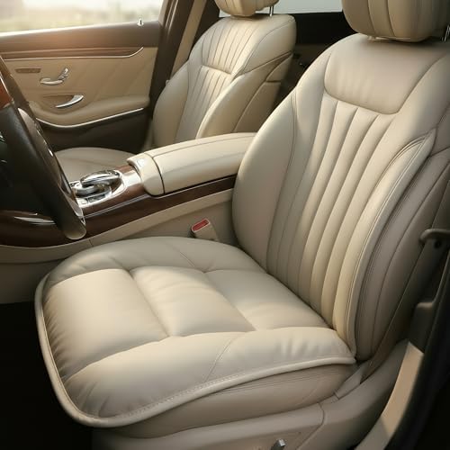 CORRIDOR Genuine Leather Seat Cushion for Car - Handmade - Relieve Hip, Pressure and Sciatica Pain - Ideal for Lower Back Pain - for Office Chair and Car Seat (Off White, Cushion) by CORRIDOR