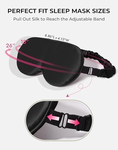 SilkSilky 100% 22 Momme Mulberry Silk Sleep Mask, Black - Image 4