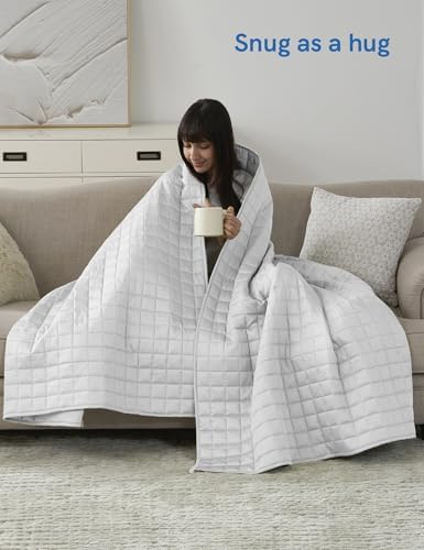 YnM Cooling Weighted Blanket for Adults, 15lbs Heavy Bed Throw for One Person of 140lbs, Perfect for Hot Sleepers or Warm Climates with Rayon/Glass Beads(60x80 Inches, Queen Bed, Light Grey) - Image 4