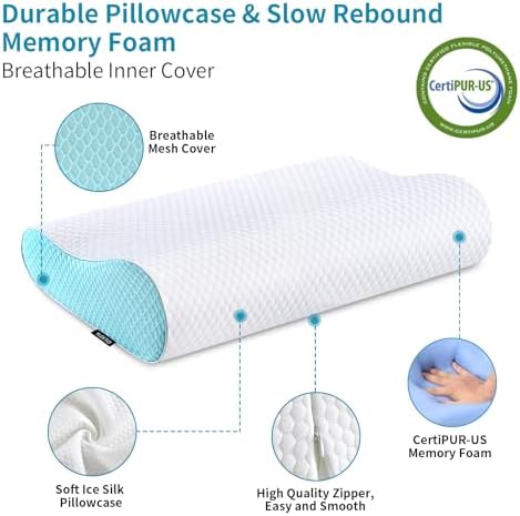 Memory Foam Pillows Neck Pillow Bed Pillow for Sleeping Ergonomic Cervical Contour Pillow for Side Back Stomach Sleeper for Neck and Shoulder Pain - Image 5