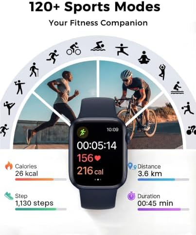 Smart Watch, Fitness Watch for Women Men with 24/7 Heart Rate/Blood Pressure Monitor,Pedometer, Sleep Tracker, 120+ Sport Modes, IP68 Waterproof Activity&Fitness Tracker Compatible with Android iPhone - Image 3