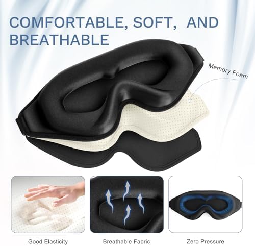 FlyCoco 99% Fully Block Out Light Eye Sleep Mask, 3D Deep Contoured Eyes Cover Zero Pressure, Long Lash Extension Eyes Mask with Adjustable Straps for Sleeping Travel Home Nap Rest Women Men (Black) - Image 3